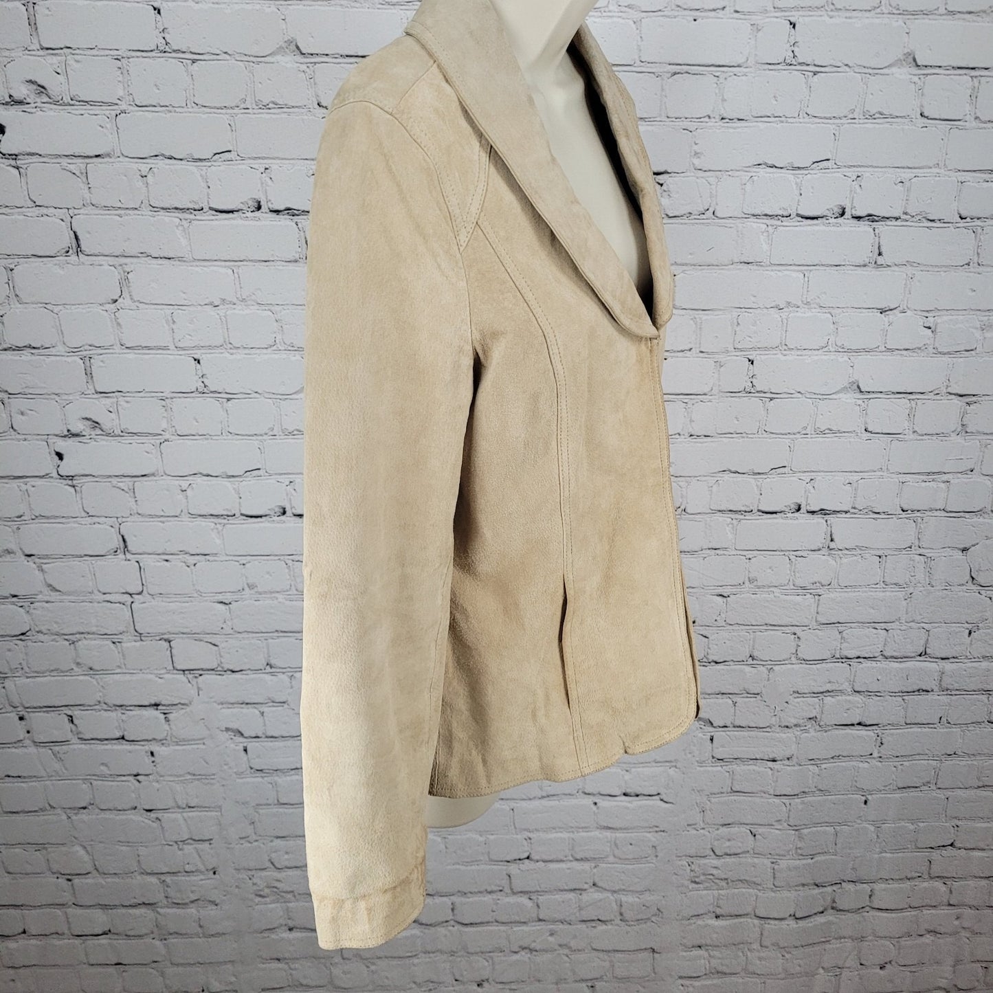 Peck & Peck Tan Genuine Suede Leather Collared Lined Jacket Size Medium M
