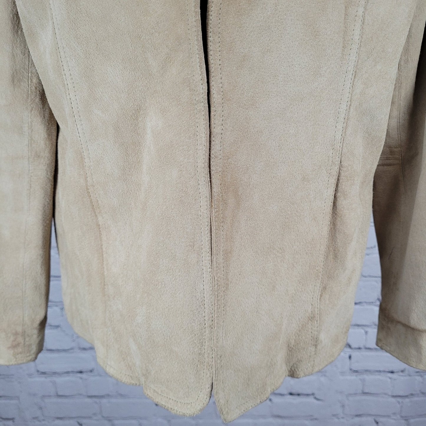 Peck & Peck Tan Genuine Suede Leather Collared Lined Jacket Size Medium M