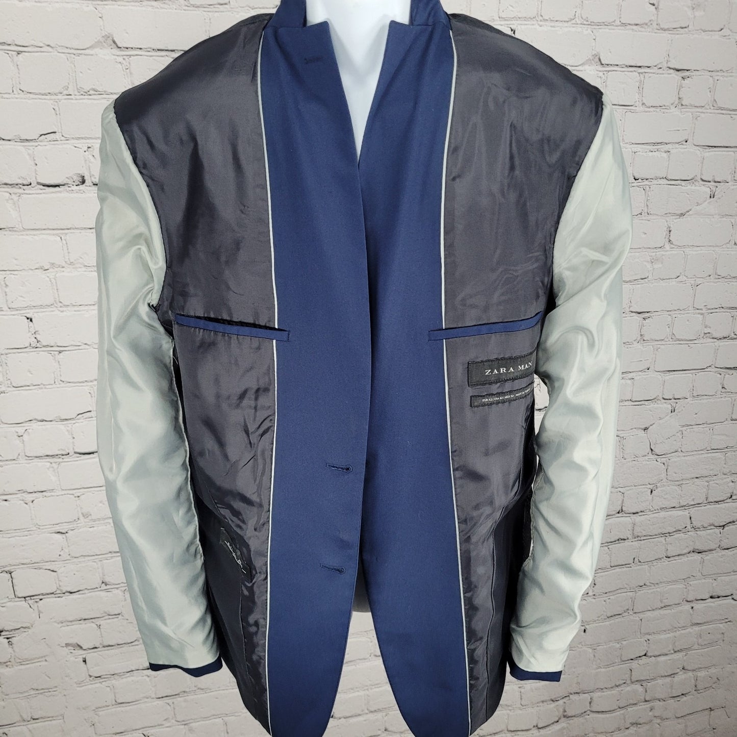 Zara Man Blue Wool Comfort AW'16 Stretch 2 Button Blazer Sport Coat Size 42