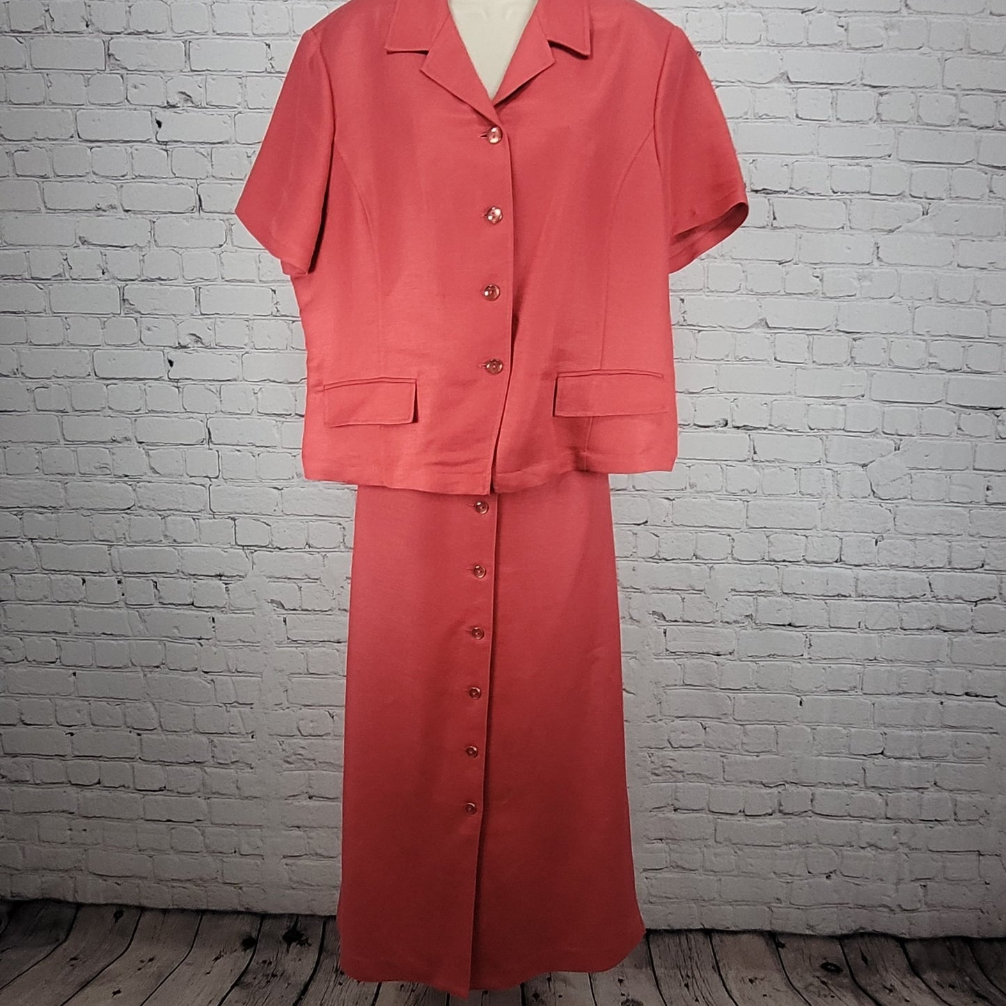 VTG Emma James By Liz Claiborne Linen Blend 2 Piece Blazer (18) Skirt (16) Suit