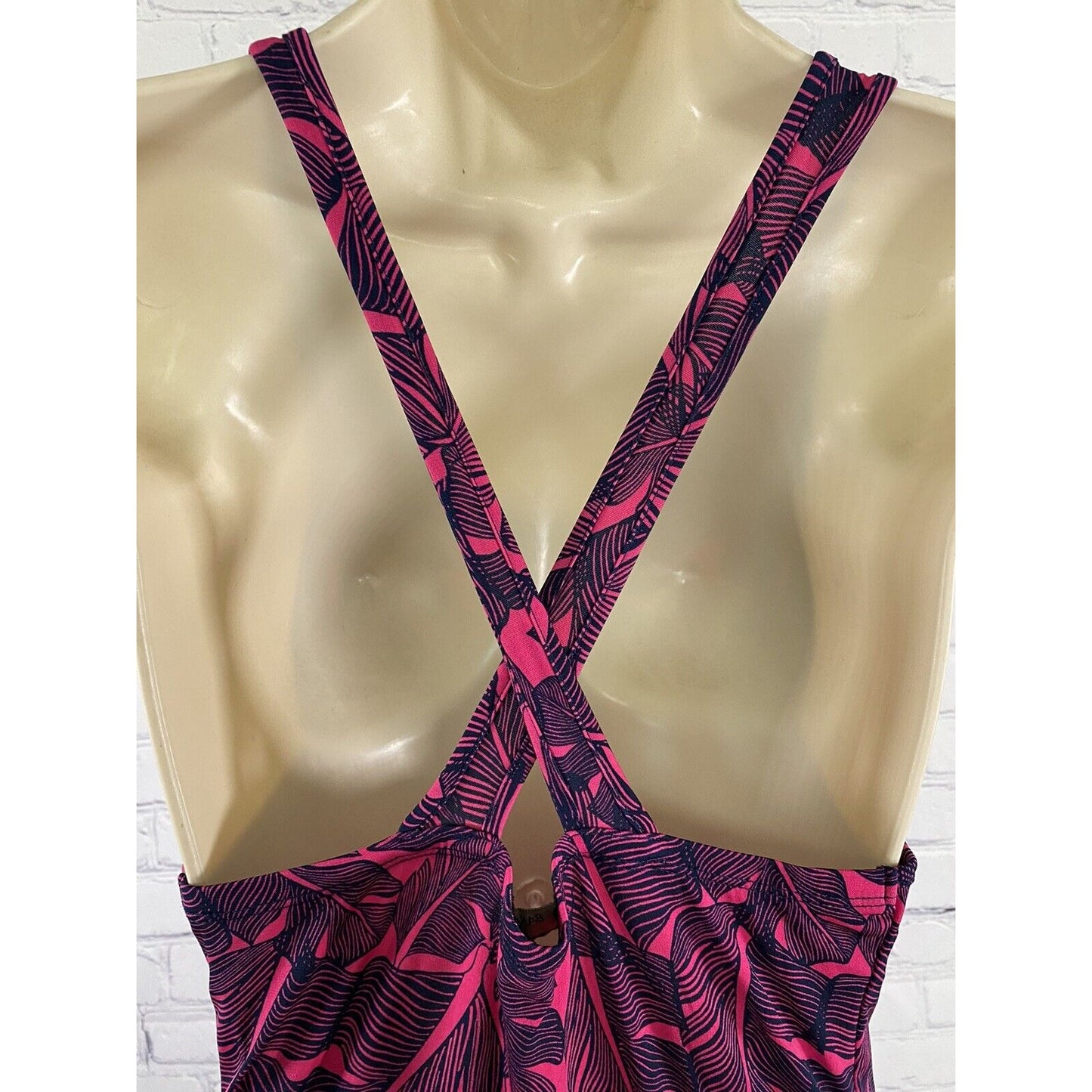 NWT Banana Republic Pink Blue Leafy Print Racerback Flowy Knee Length Dress XS