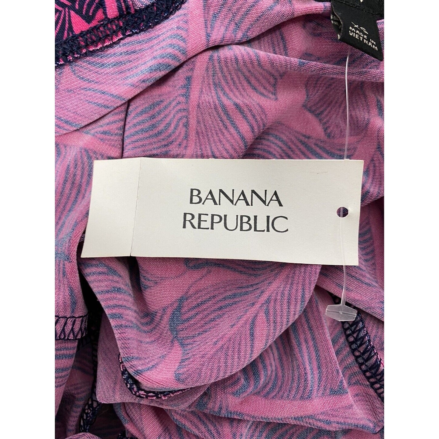 NWT Banana Republic Pink Blue Leafy Print Racerback Flowy Knee Length Dress XS