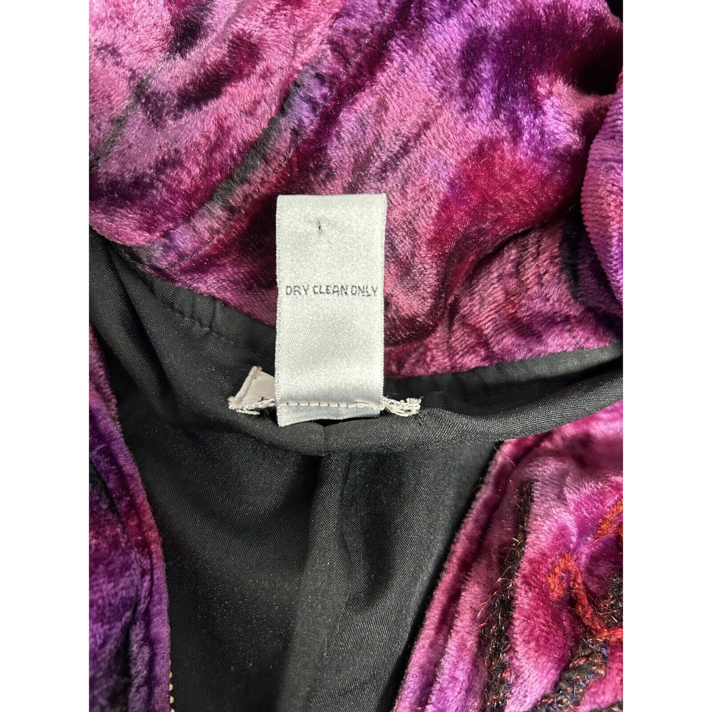 Chico’s Purple Red Embroidered Embellished Hippie Floral Full Zip Jacket Size M