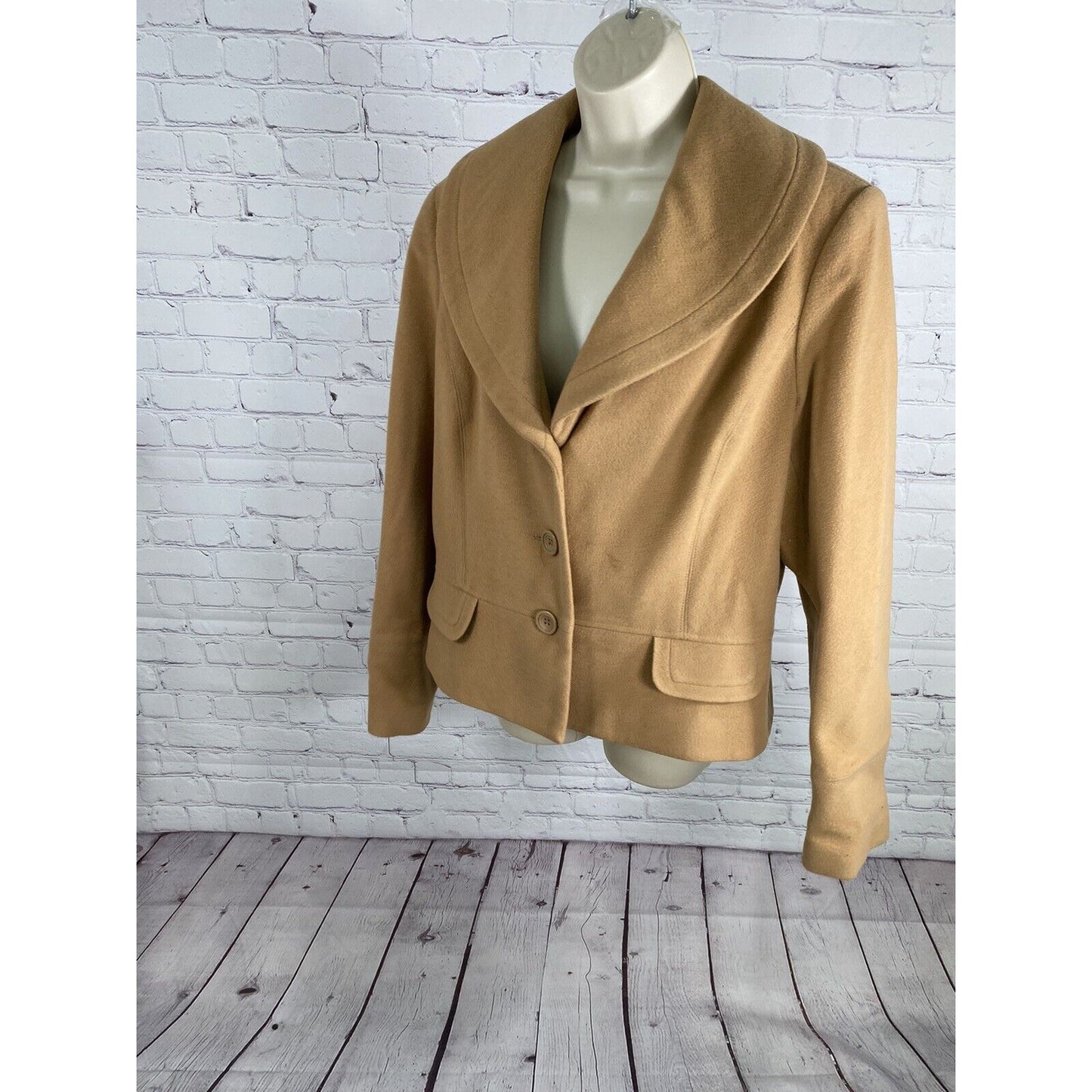 VTG Harve Benard Brown Wool/Nylon/Recycled Cashmere Lined 3 Button Jacket 14
