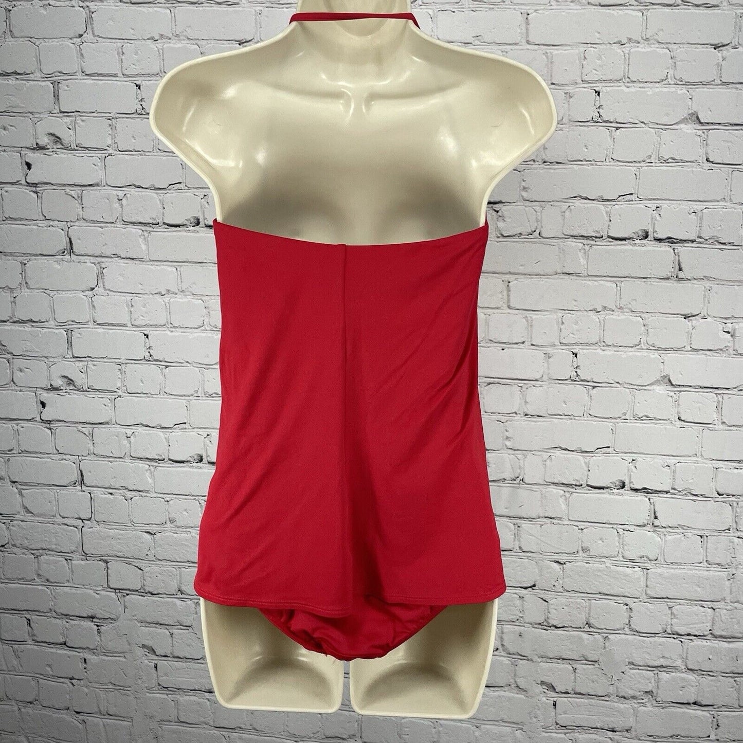 Ralph Lauren Red One Piece Halter Padded Bra Lined Stretch Tie Swimsuit Size 6