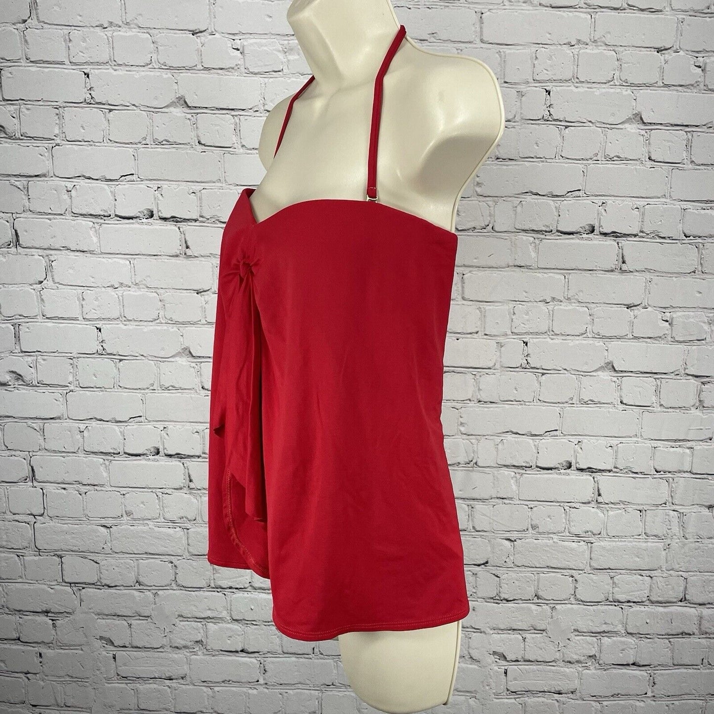 Ralph Lauren Red One Piece Halter Padded Bra Lined Stretch Tie Swimsuit Size 6