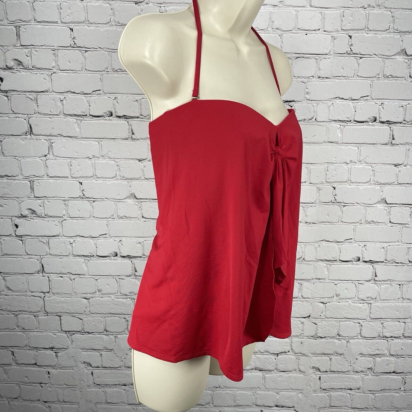 Ralph Lauren Red One Piece Halter Padded Bra Lined Stretch Tie Swimsuit Size 6