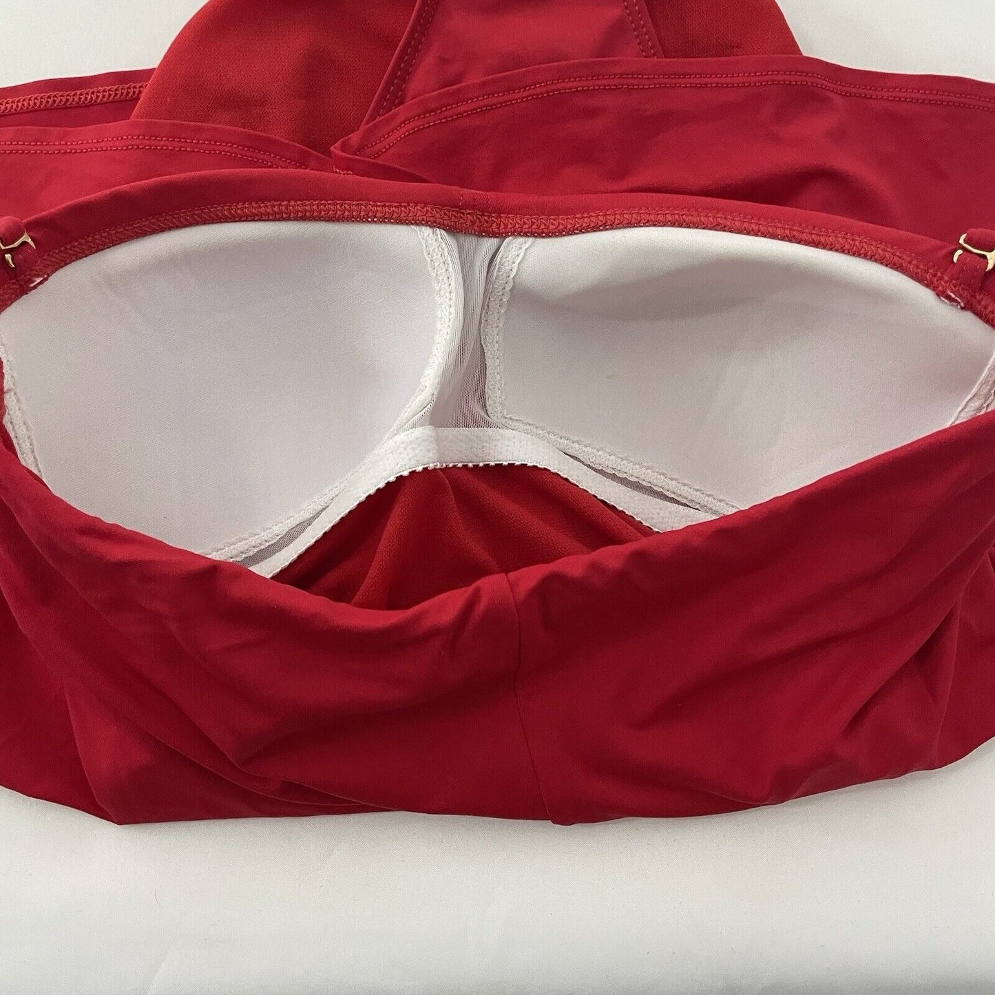 Ralph Lauren Red One Piece Halter Padded Bra Lined Stretch Tie Swimsuit Size 6