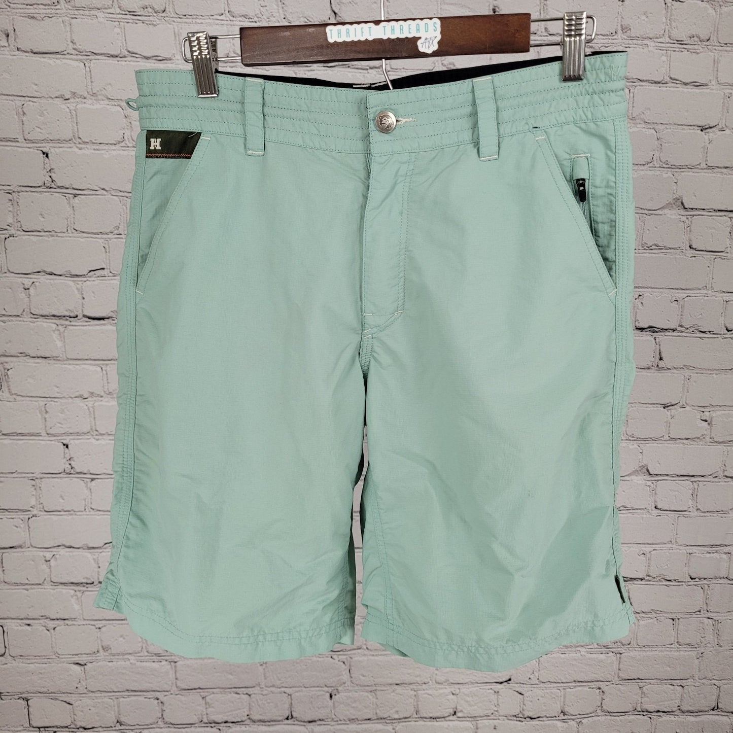 Howler Bros Green Zip Fly Multiple Pockets Board Shorts Swim Trunks Size 30x9
