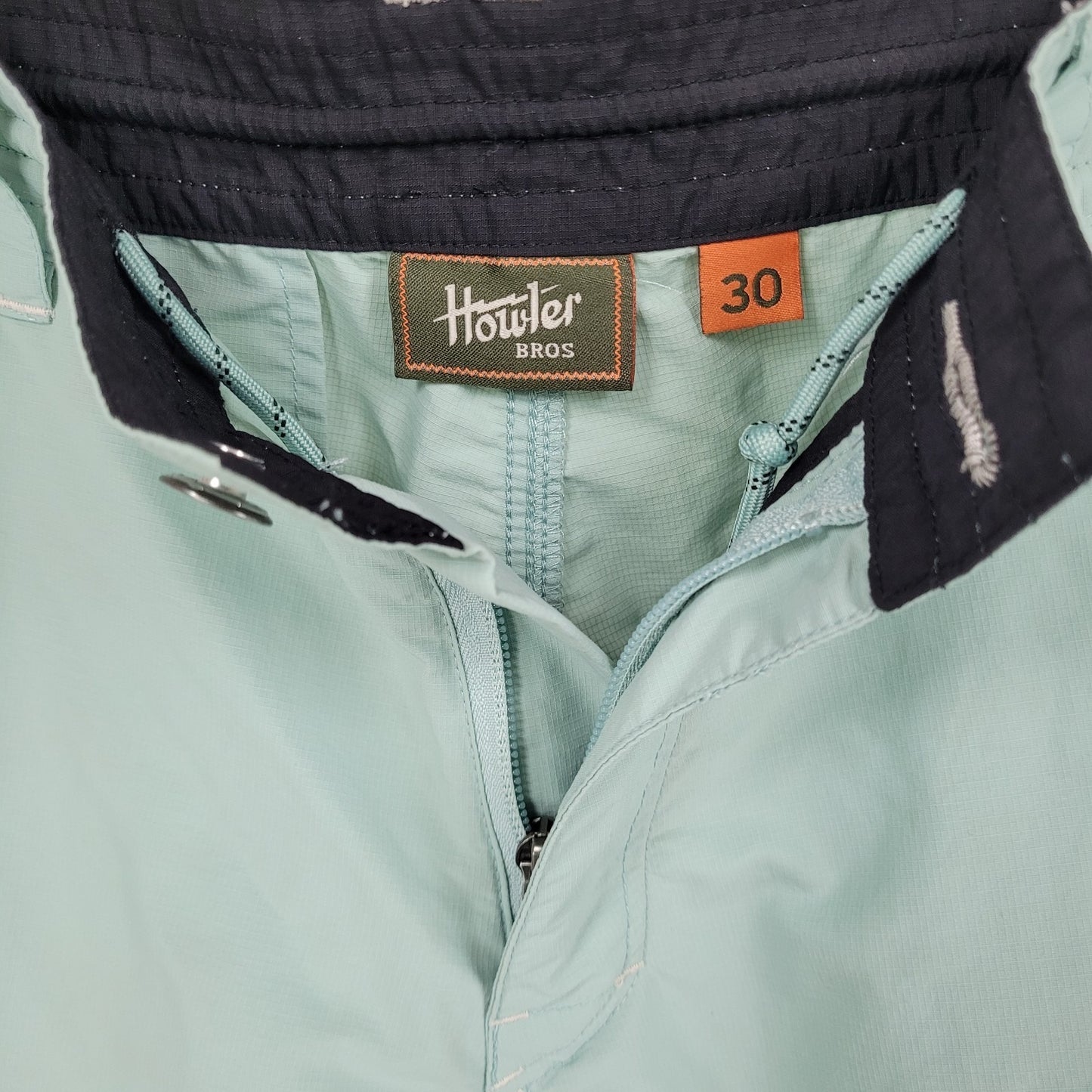 Howler Bros Green Zip Fly Multiple Pockets Board Shorts Swim Trunks Size 30x9