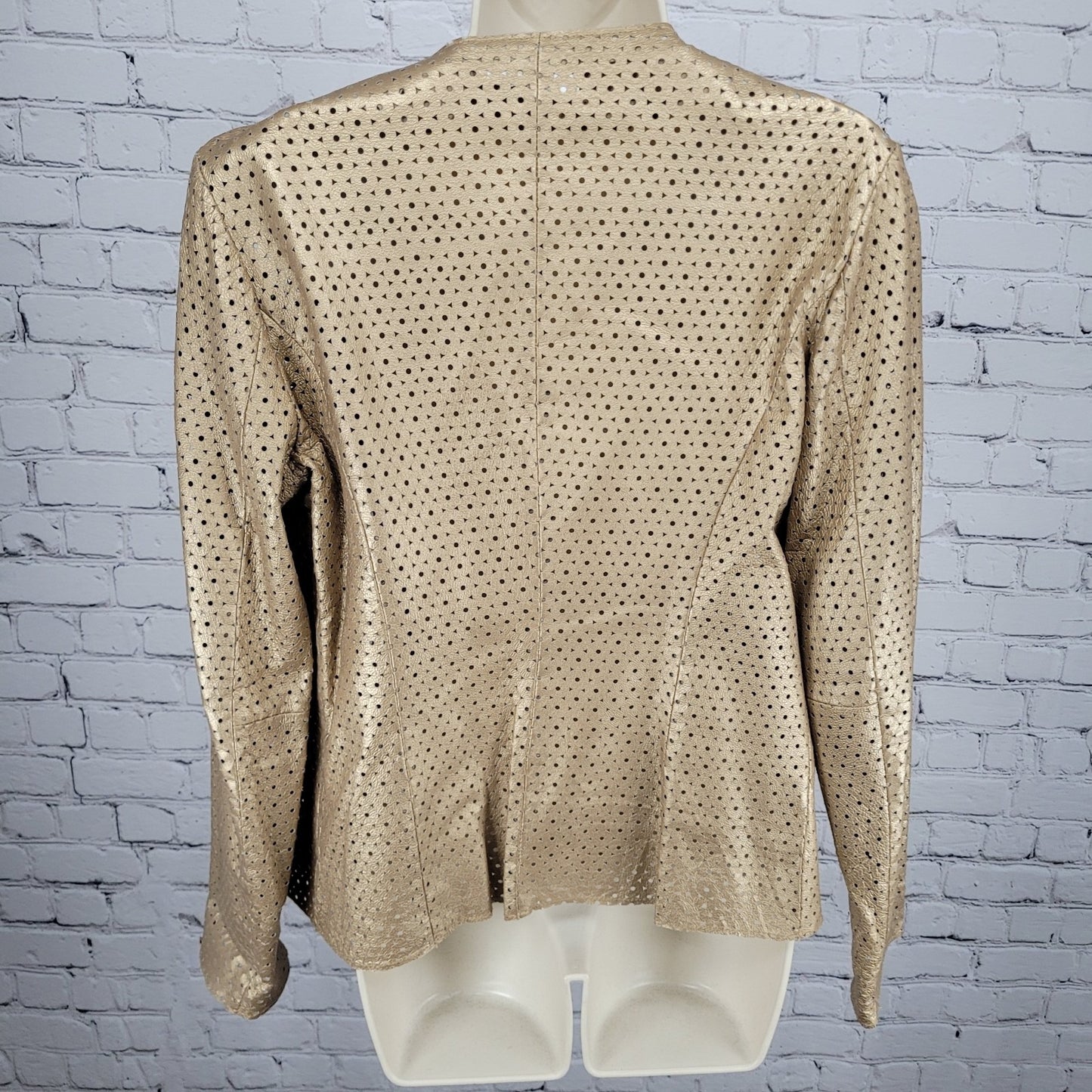 Yvonne Marie Gold Genuine Leather Open Unlined Jacket Size Small S