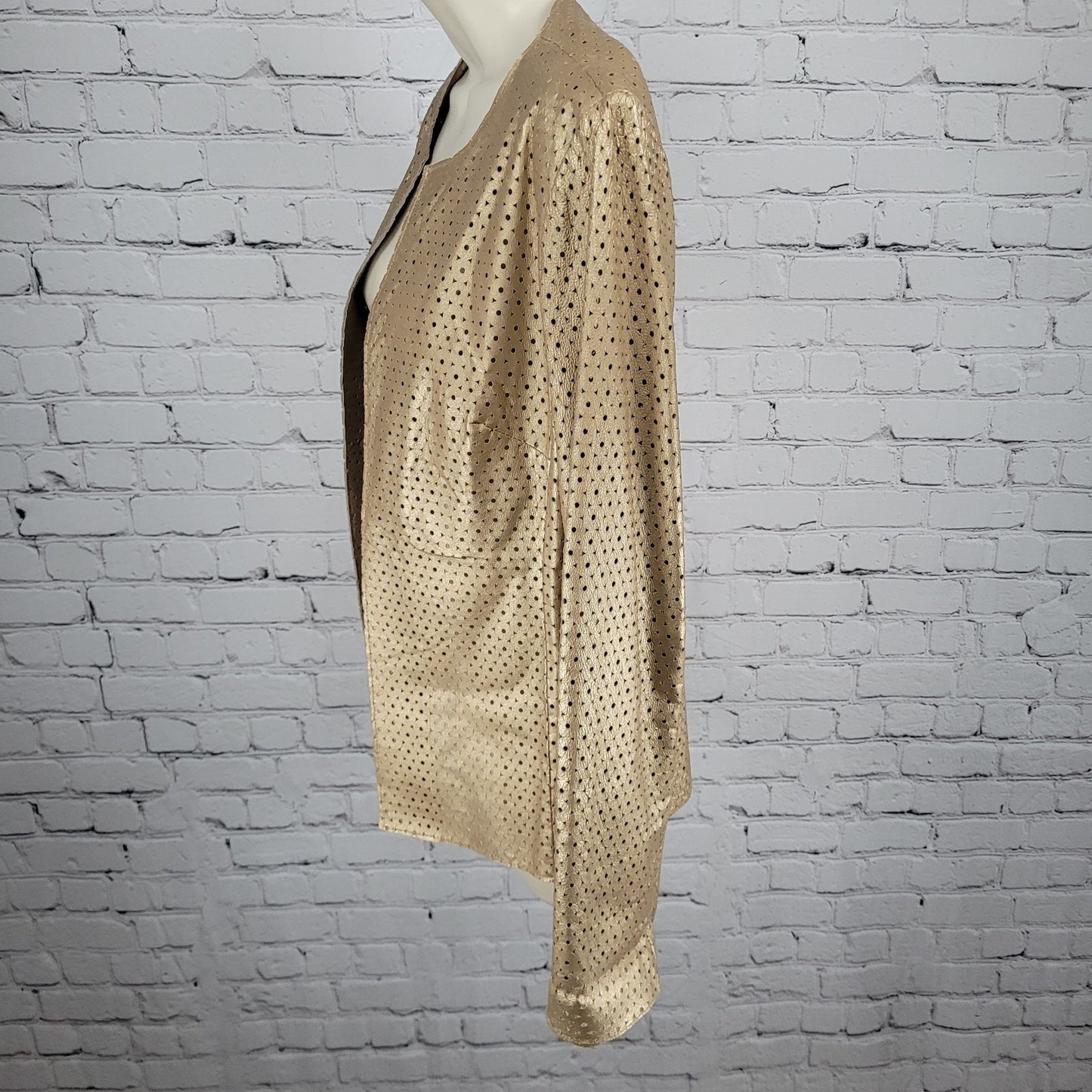 Yvonne Marie Gold Genuine Leather Open Unlined Jacket Size Small S