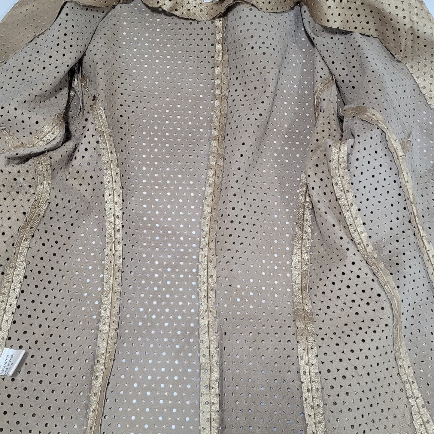 Yvonne Marie Gold Genuine Leather Open Unlined Jacket Size Small S