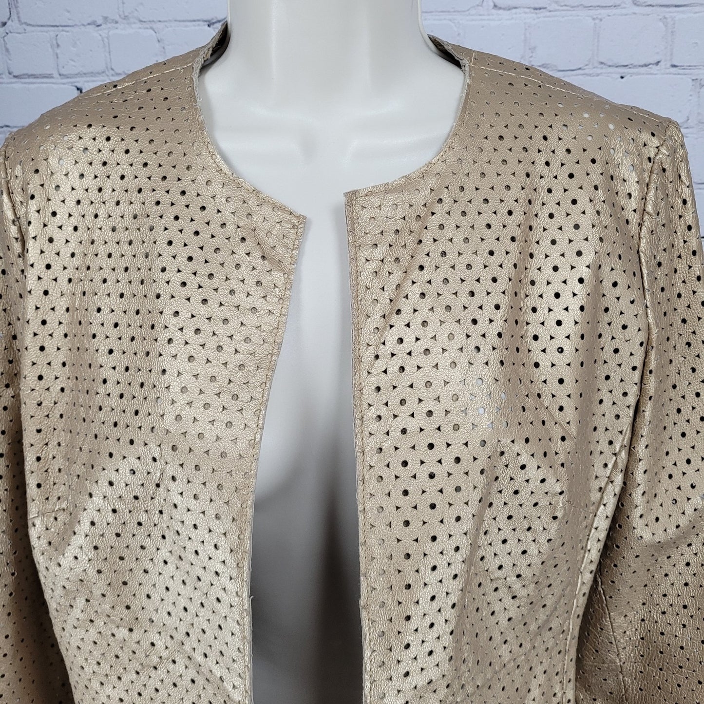 Yvonne Marie Gold Genuine Leather Open Unlined Jacket Size Small S