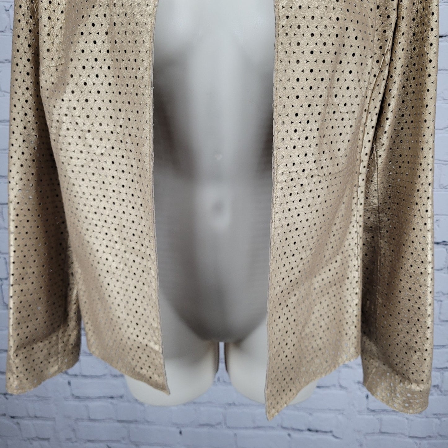 Yvonne Marie Gold Genuine Leather Open Unlined Jacket Size Small S