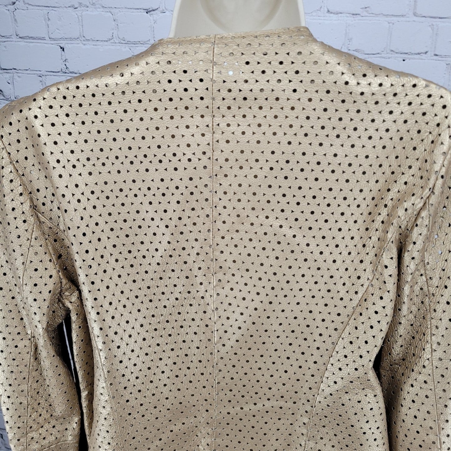 Yvonne Marie Gold Genuine Leather Open Unlined Jacket Size Small S