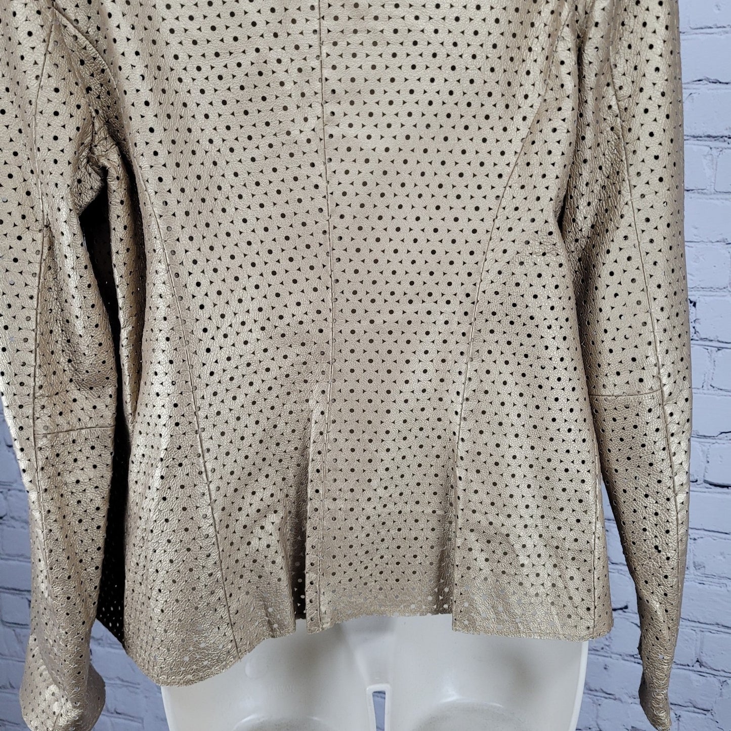Yvonne Marie Gold Genuine Leather Open Unlined Jacket Size Small S