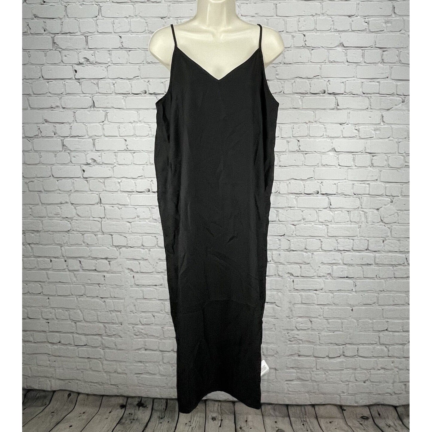 NWT ASOS Design Black Adjustable Strap Basic Slip Midi Dress Unlined Size US 10