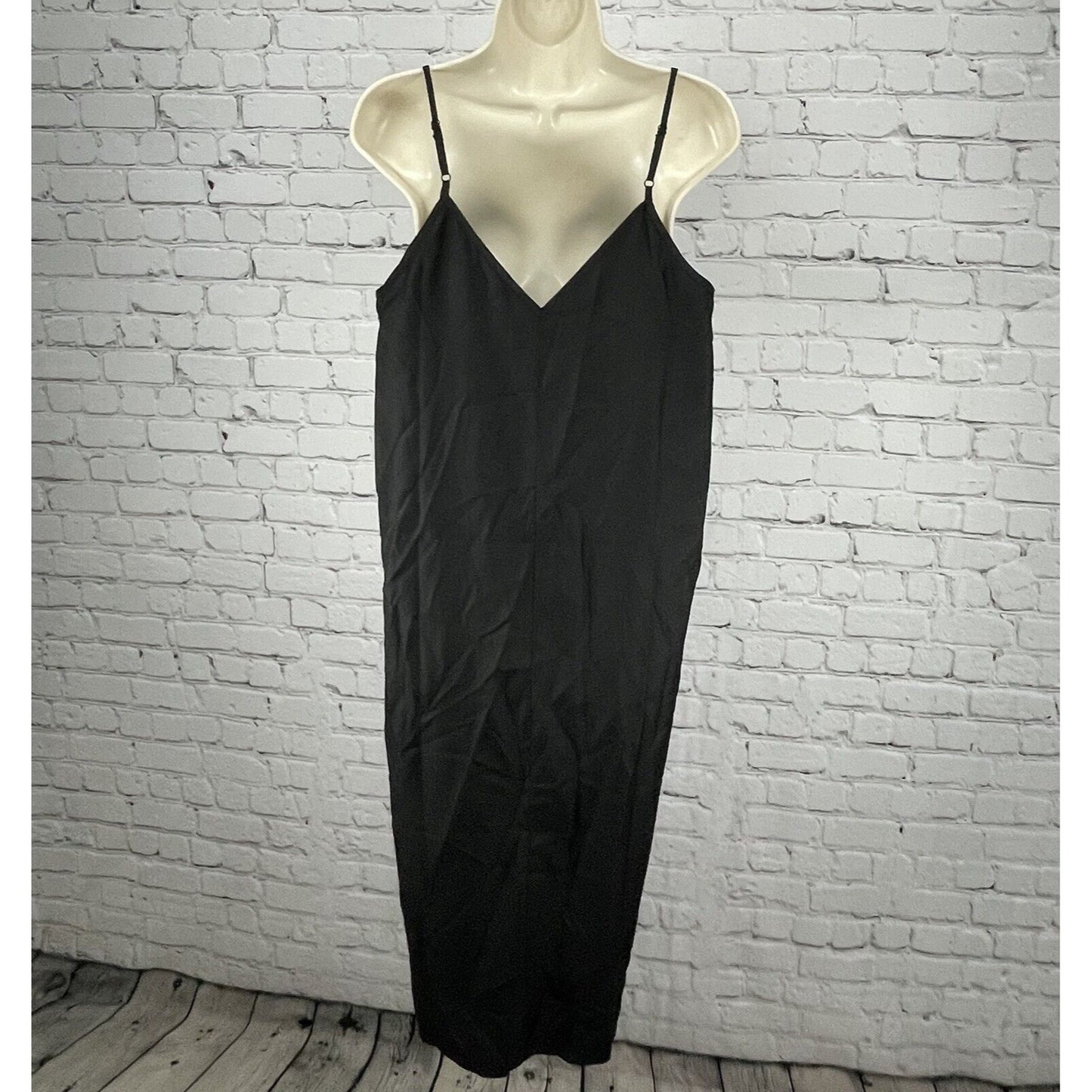 NWT ASOS Design Black Adjustable Strap Basic Slip Midi Dress Unlined Size US 10