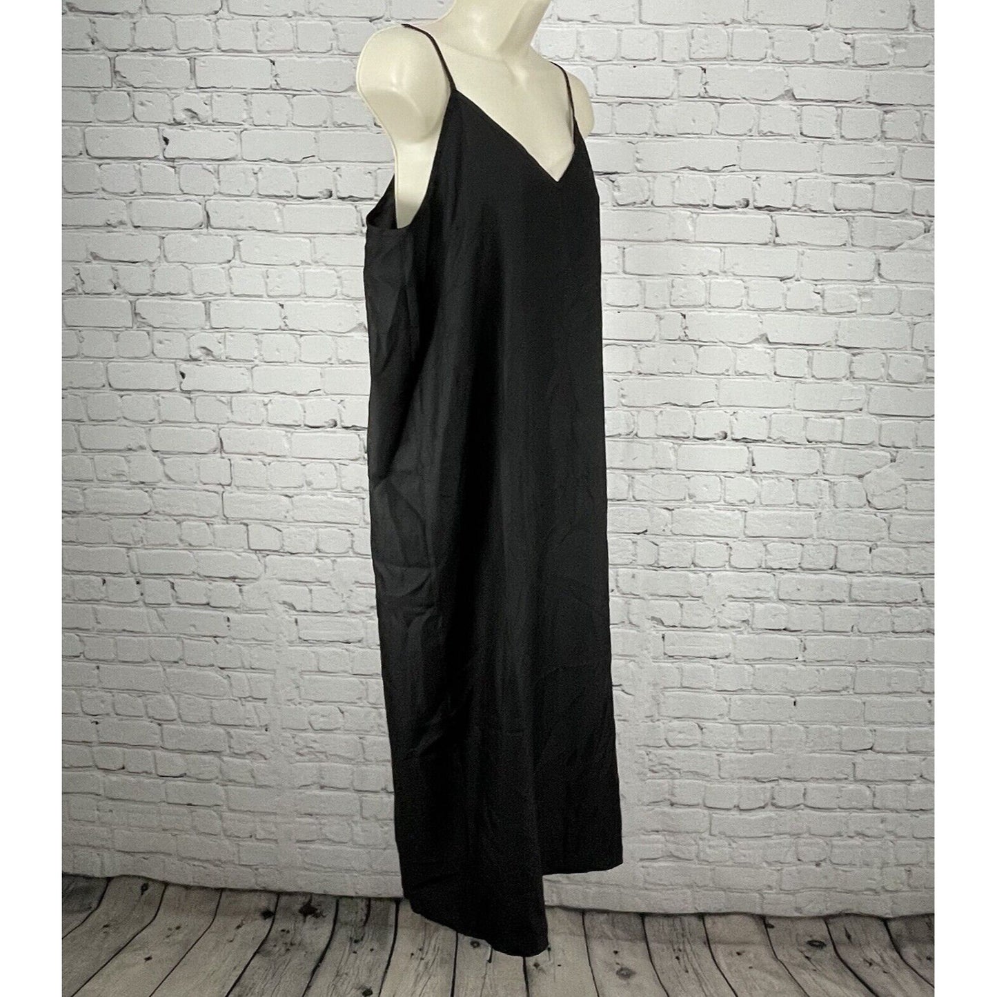 NWT ASOS Design Black Adjustable Strap Basic Slip Midi Dress Unlined Size US 10