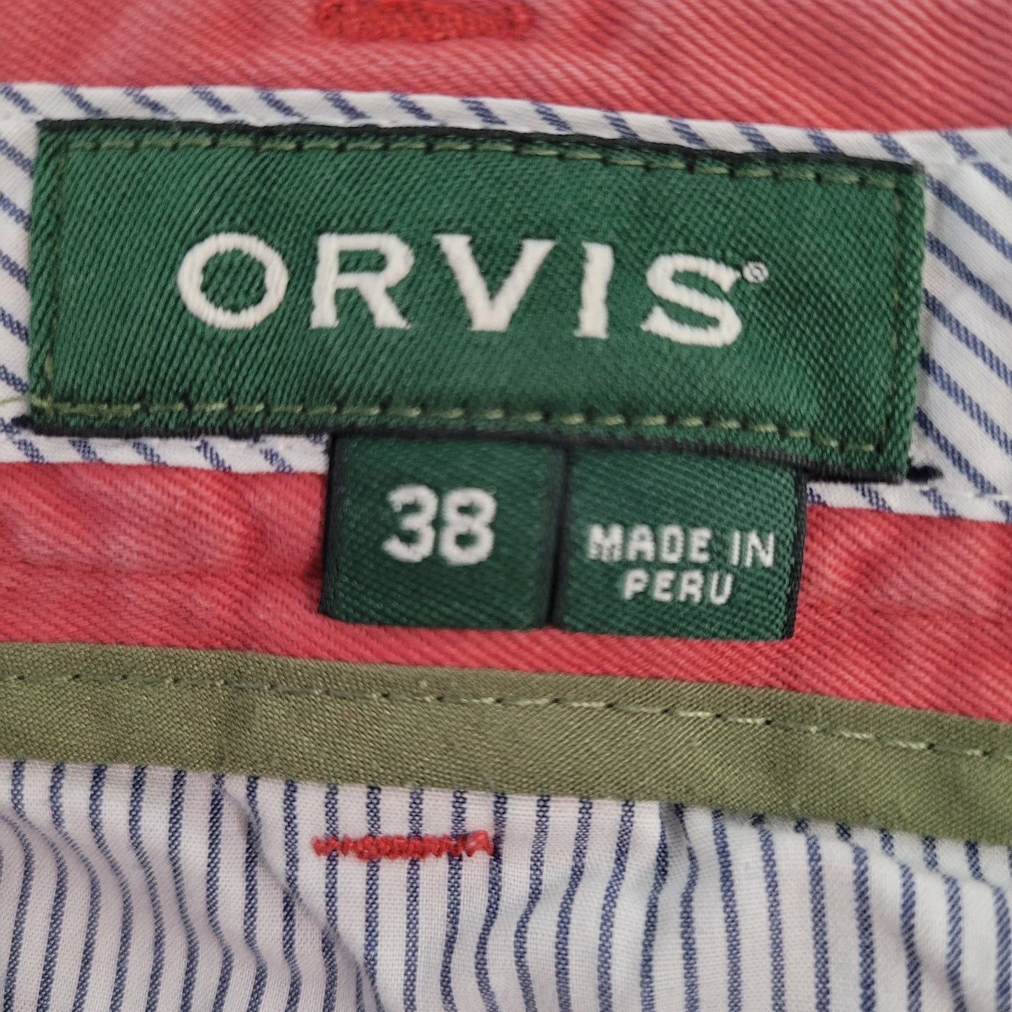 Orvis Muted Pink 100% Cotton Flat Front Chino Shorts Size 38 (38x8.5)