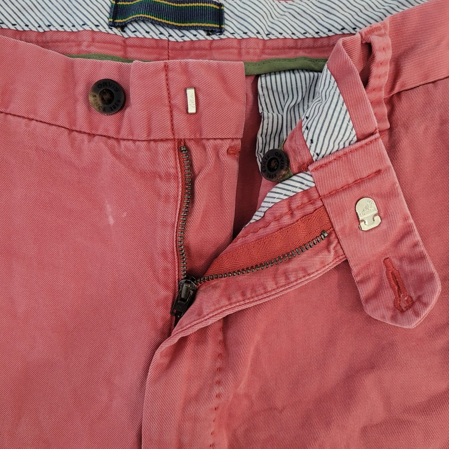 Orvis Muted Pink 100% Cotton Flat Front Chino Shorts Size 38 (38x8.5)