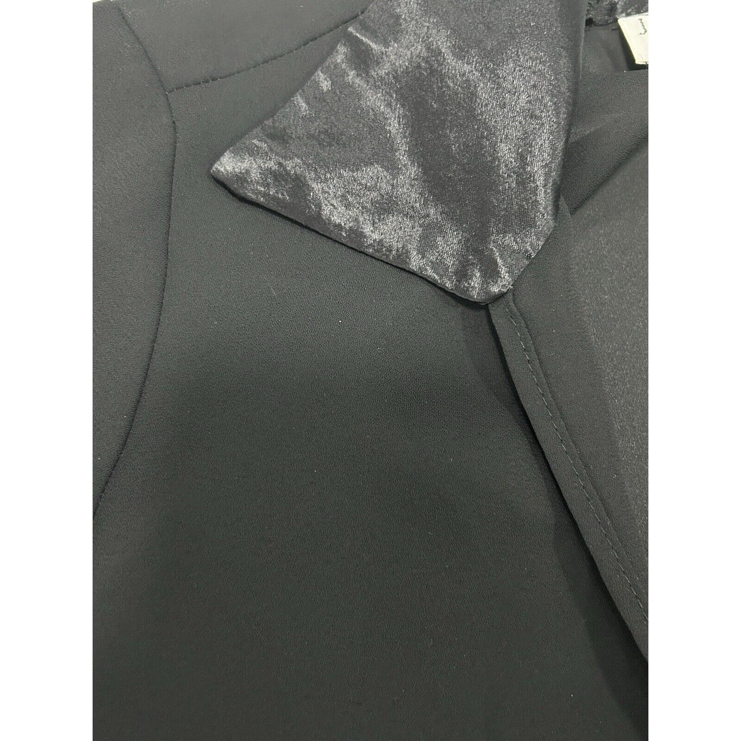 VTG Jay Jacobs Black Long Sleeve Collared Tie Cropped Blouse USA Size Large L