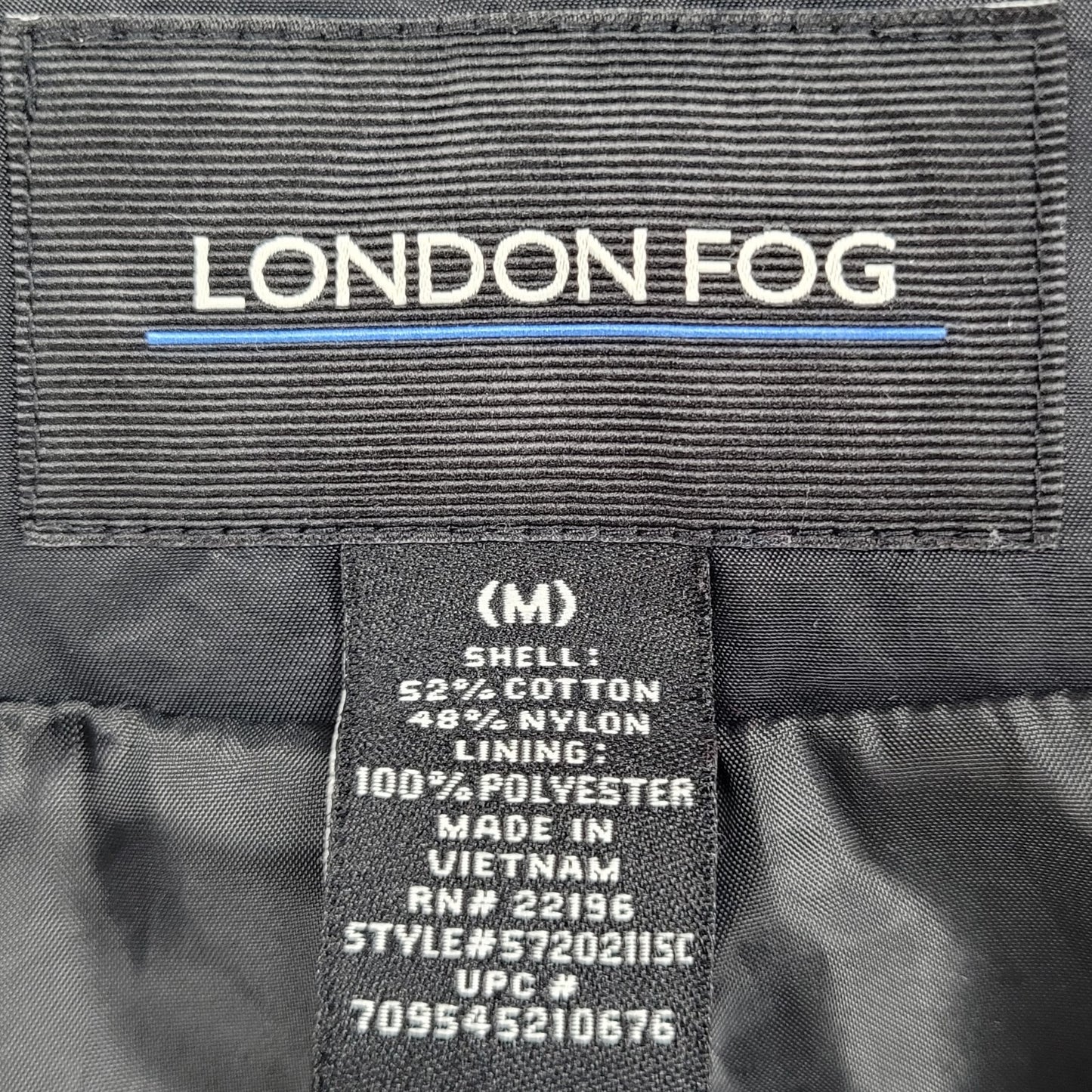 London Fog Black Double Breasted Lightweight Raincoat Jacket Size Medium M