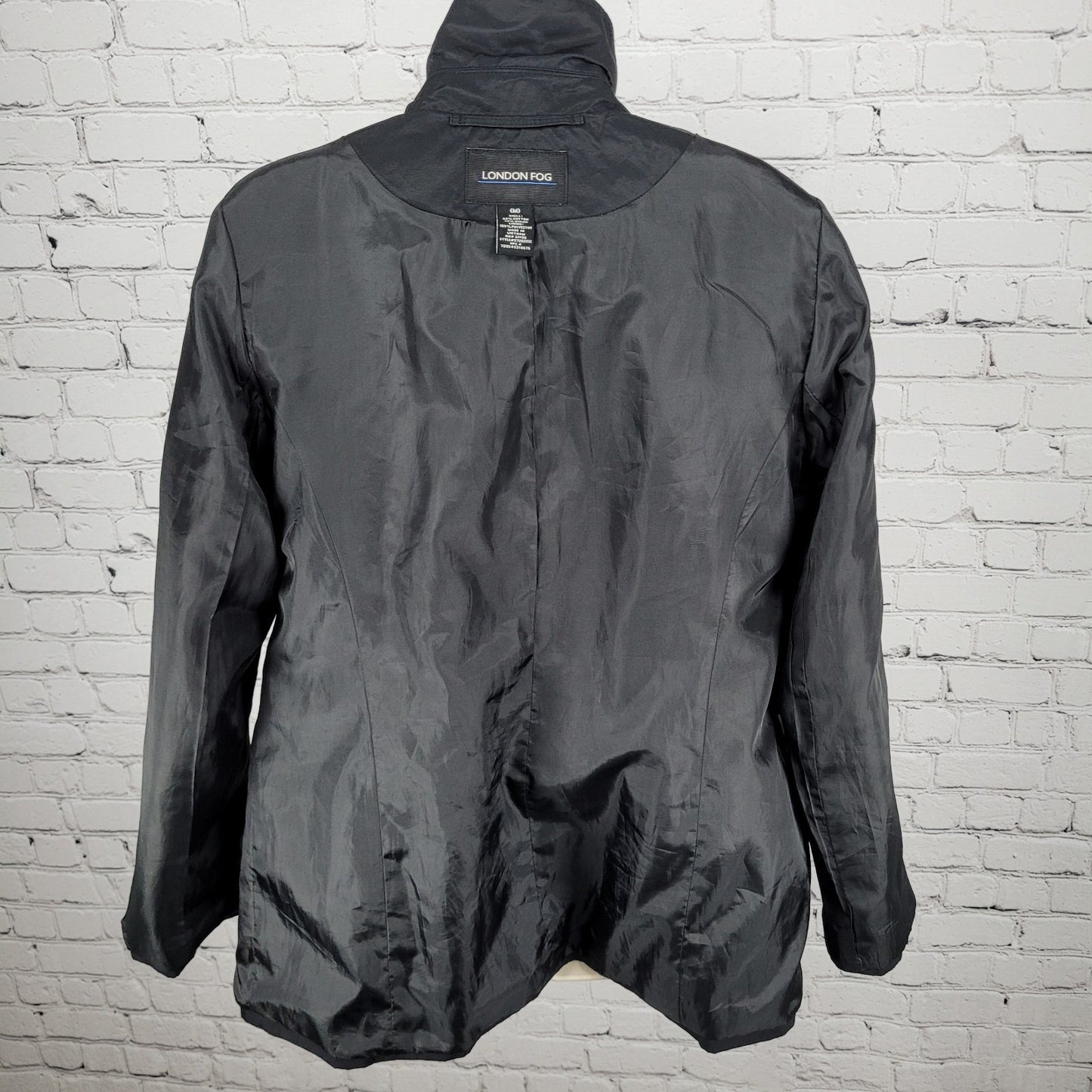 London Fog Black Double Breasted Lightweight Raincoat Jacket Size Medium M