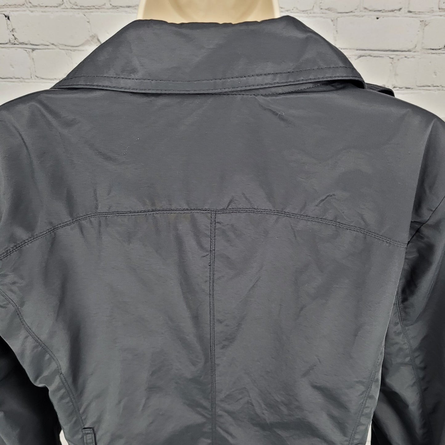 London Fog Black Double Breasted Lightweight Raincoat Jacket Size Medium M