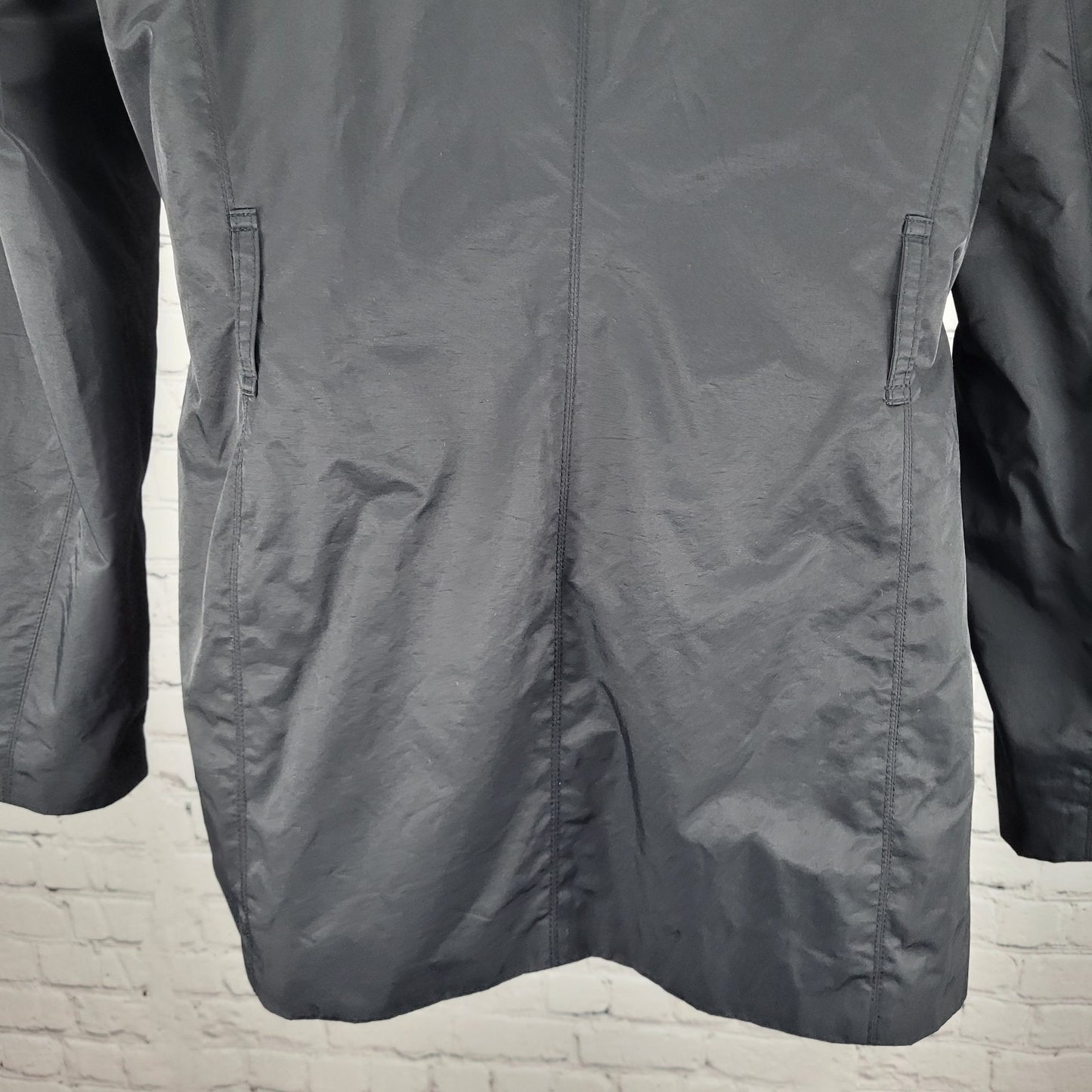 London Fog Black Double Breasted Lightweight Raincoat Jacket Size Medium M