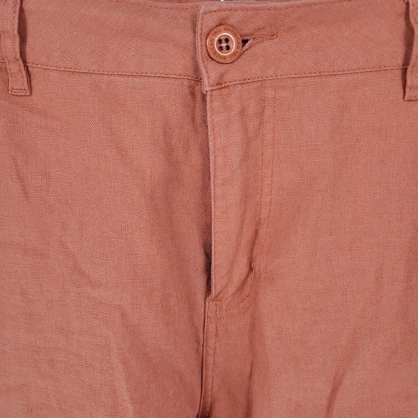 American Tall Orange Linen Cotton Lightweight Chino Shorts Size 32XT 10.5 Inseam