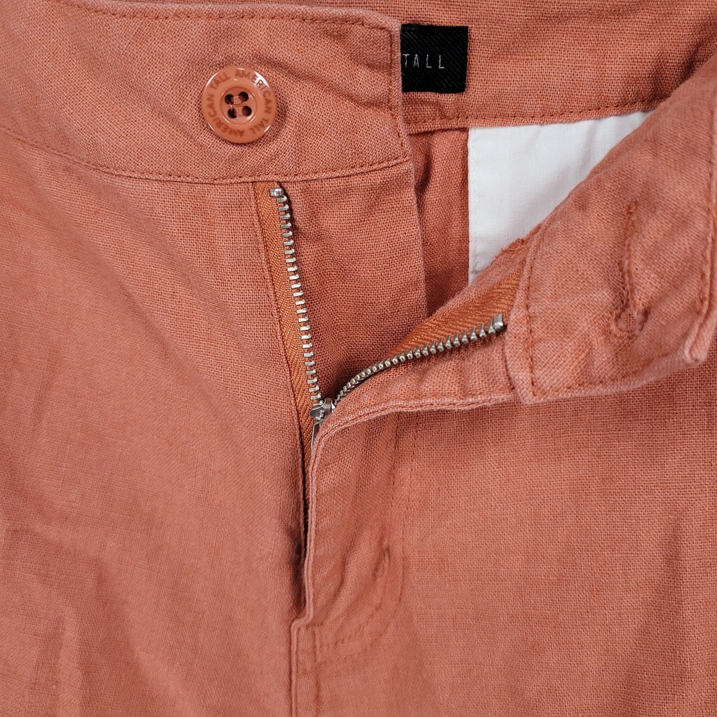 American Tall Orange Linen Cotton Lightweight Chino Shorts Size 32XT 10.5 Inseam