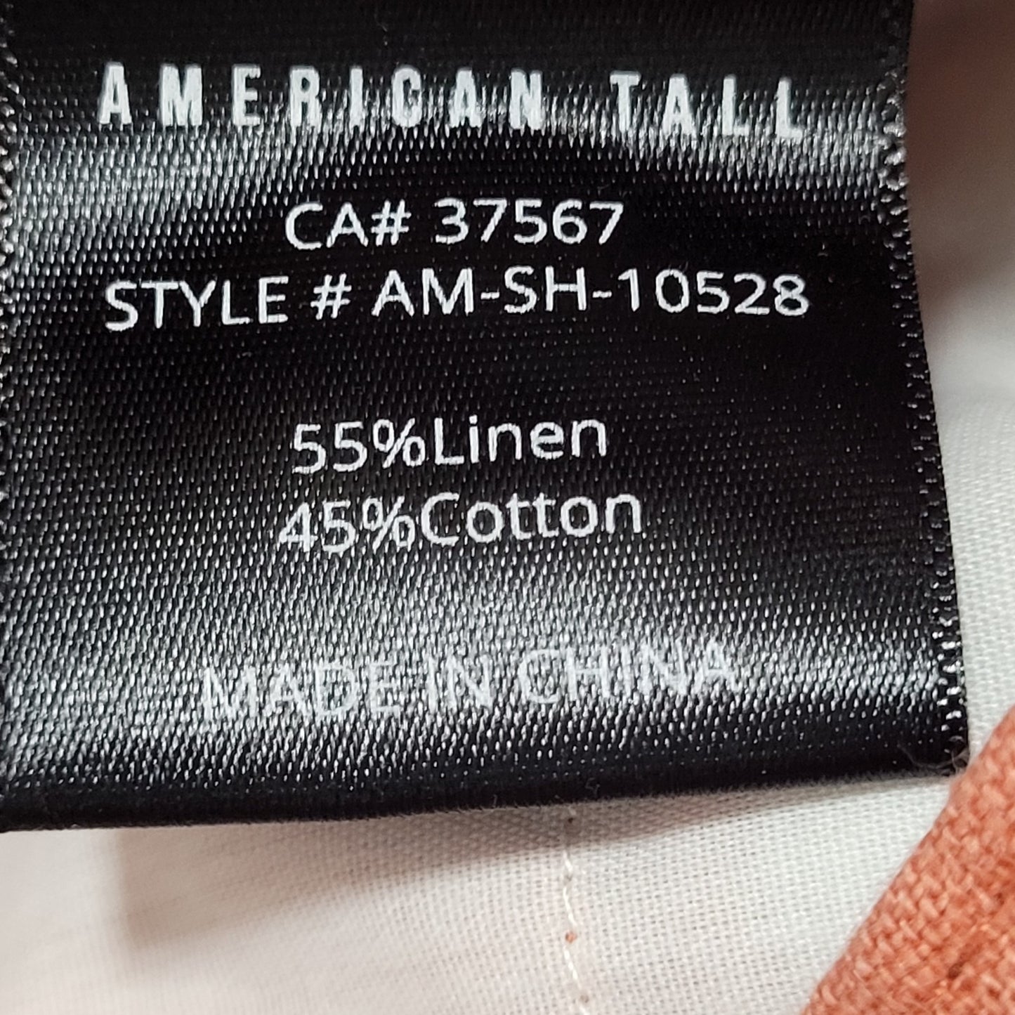American Tall Orange Linen Cotton Lightweight Chino Shorts Size 32XT 10.5 Inseam