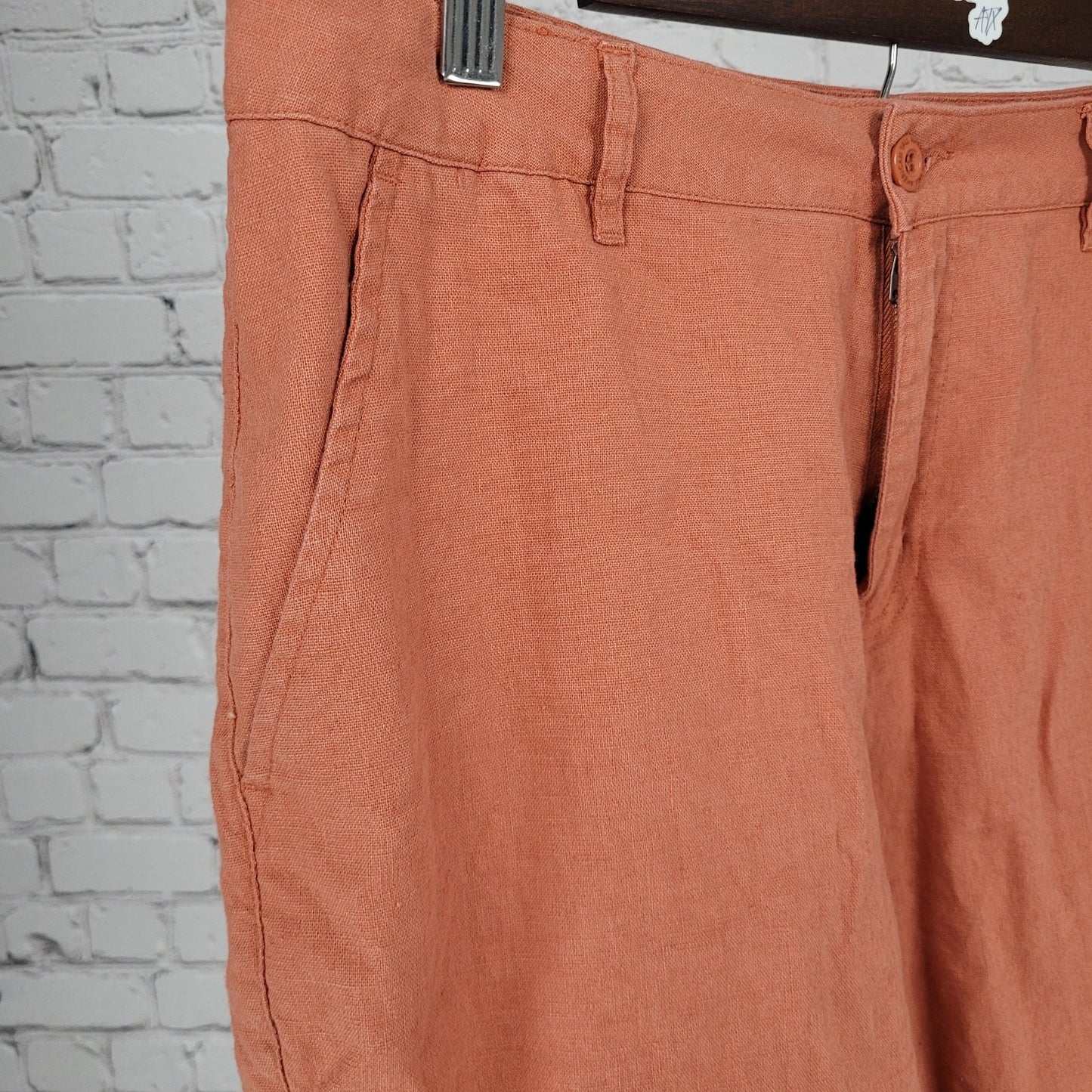 American Tall Orange Linen Cotton Lightweight Chino Shorts Size 32XT 10.5 Inseam
