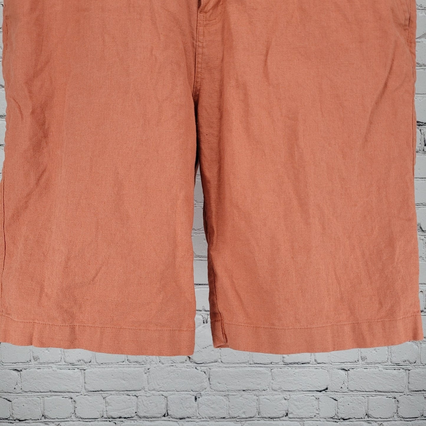 American Tall Orange Linen Cotton Lightweight Chino Shorts Size 32XT 10.5 Inseam