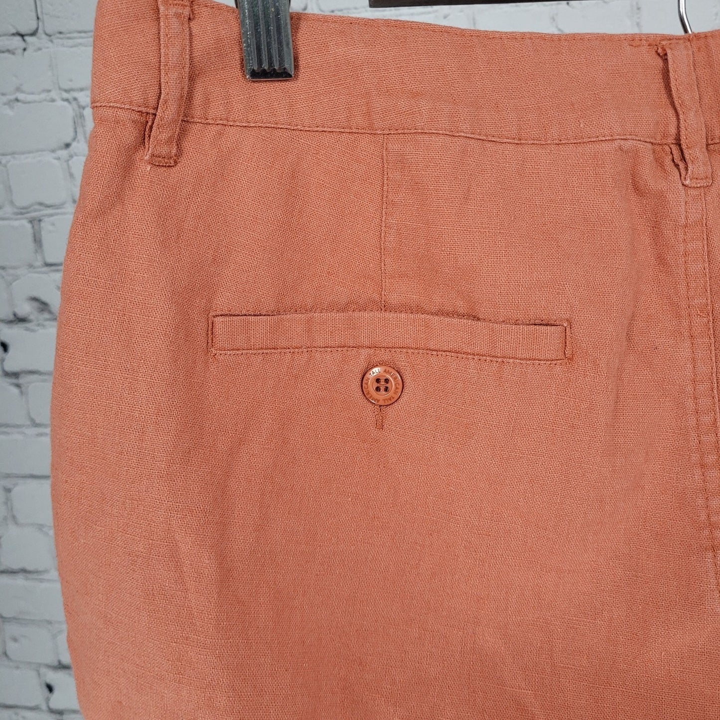American Tall Orange Linen Cotton Lightweight Chino Shorts Size 32XT 10.5 Inseam