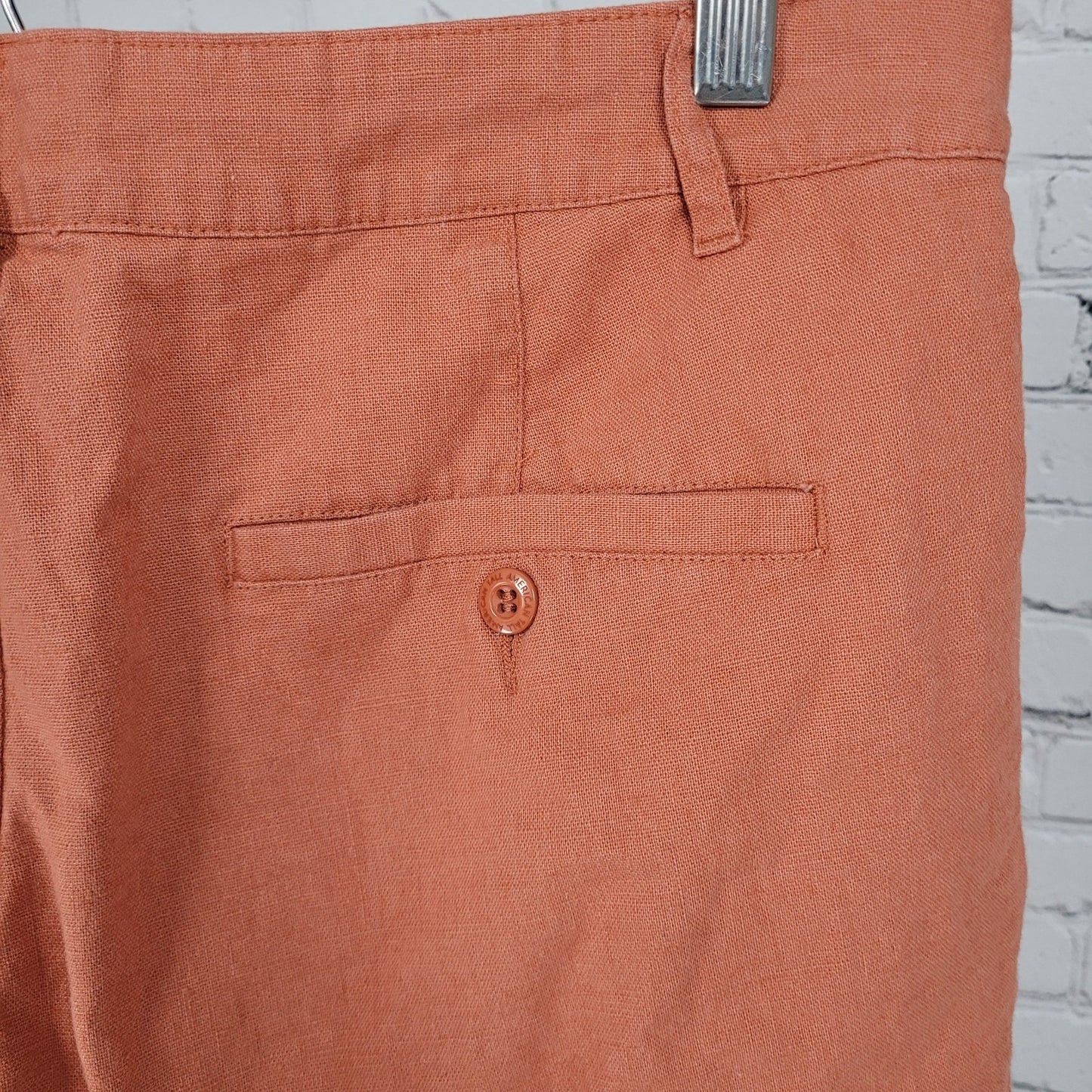 American Tall Orange Linen Cotton Lightweight Chino Shorts Size 32XT 10.5 Inseam