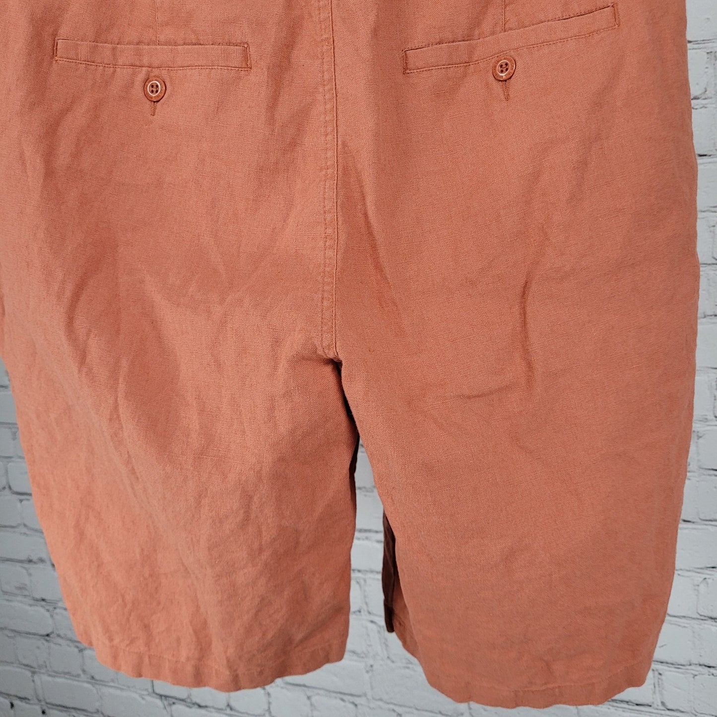American Tall Orange Linen Cotton Lightweight Chino Shorts Size 32XT 10.5 Inseam