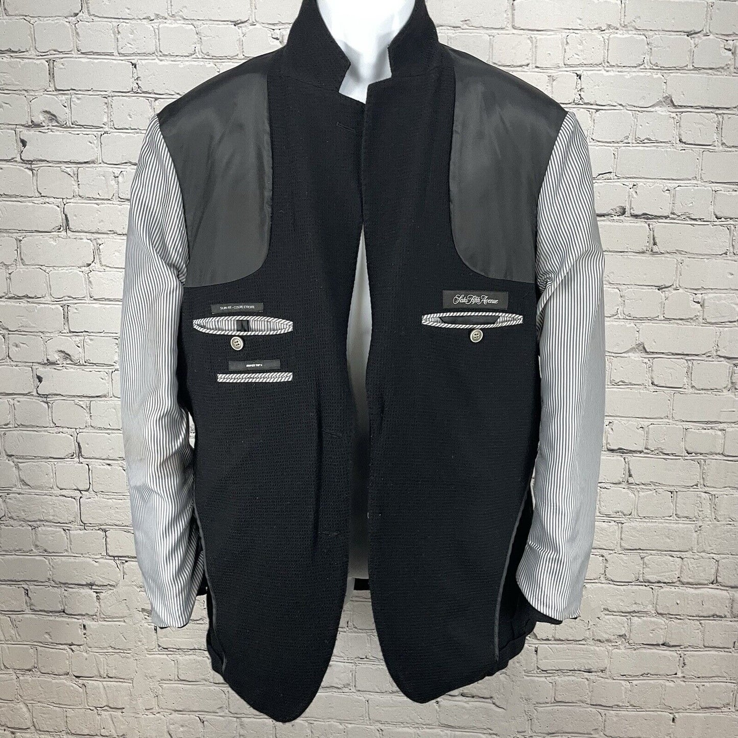 Sake Fifth Avenue Black Wool Slim Fit Lightweight Super 110’s Blazer Size 40R