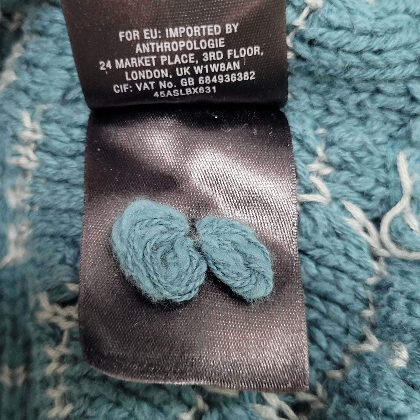 Moth Anthropologie Dot Dot Blue Grey Cotton Knit Pullover Zip Sweater Small S