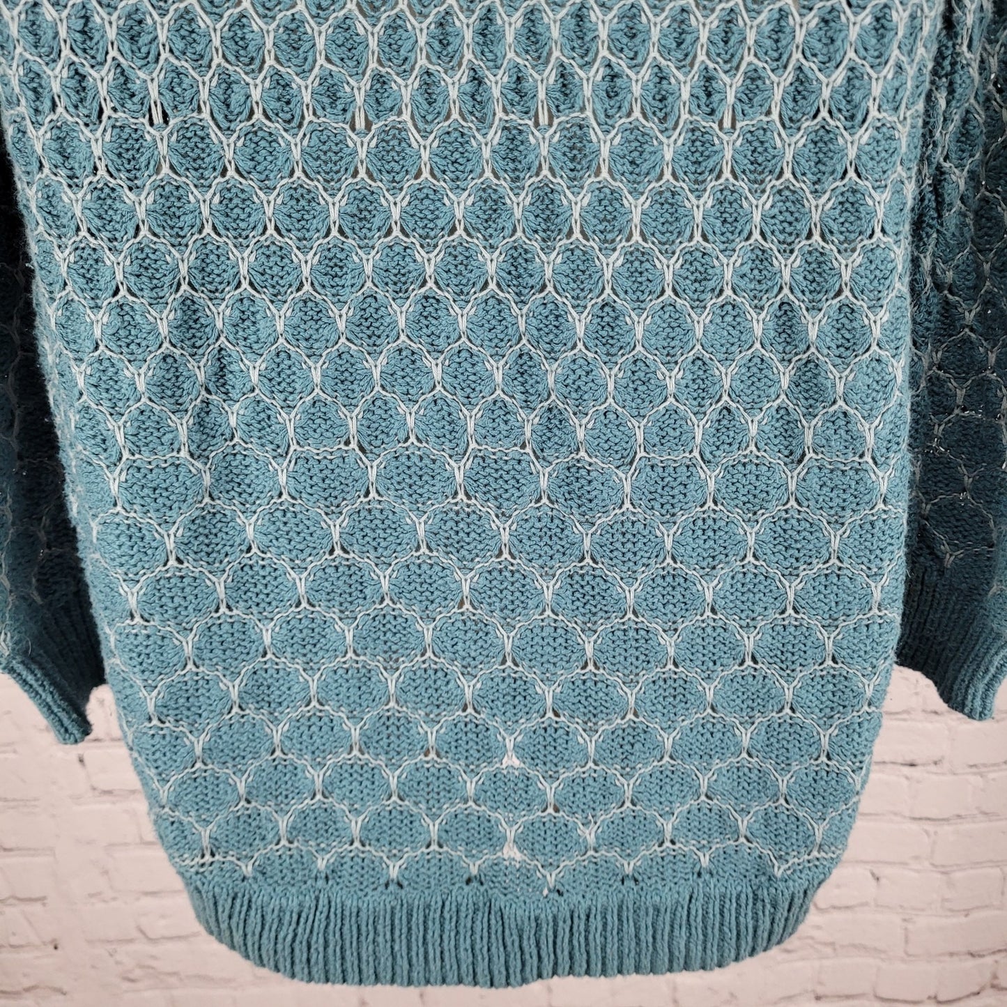 Moth Anthropologie Dot Dot Blue Grey Cotton Knit Pullover Zip Sweater Small S