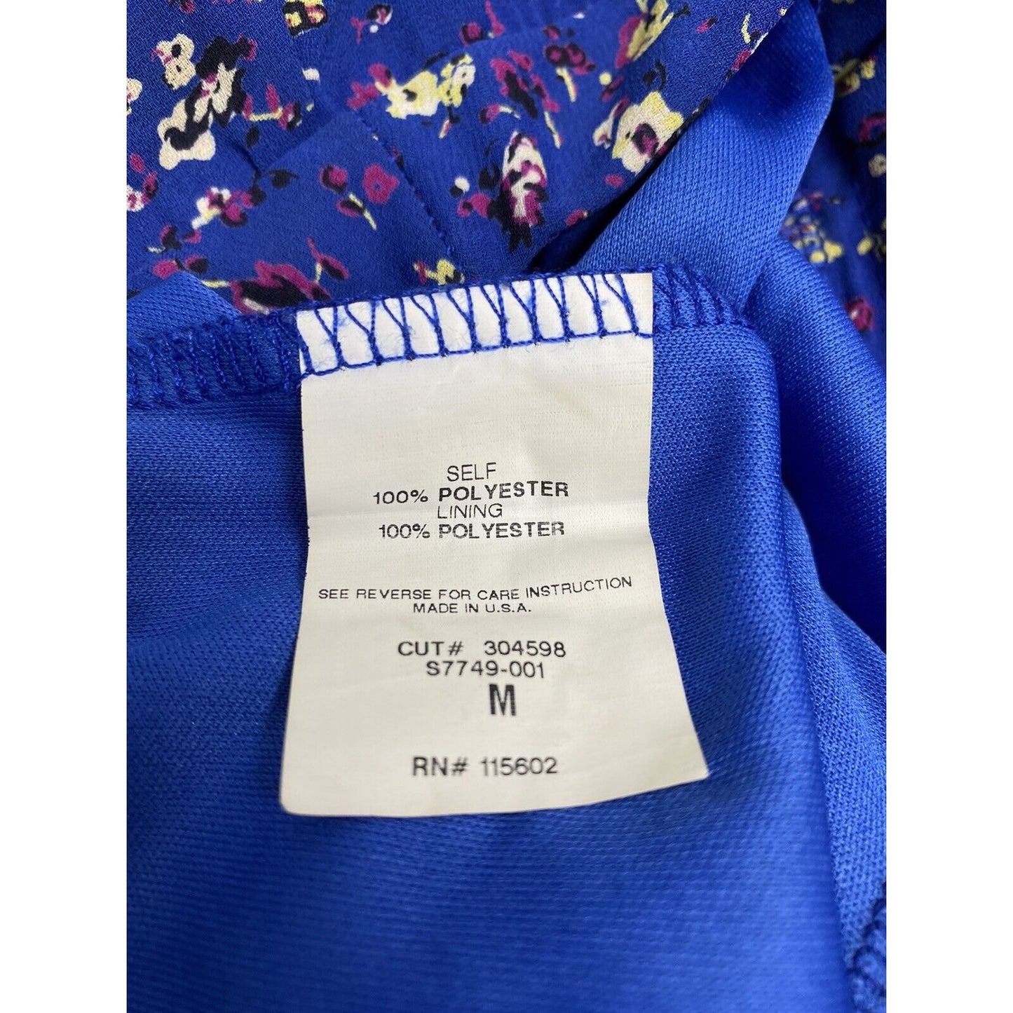 Lush Blue Floral Back Zip Lined Short Mini Skirt Made In USA M Medium