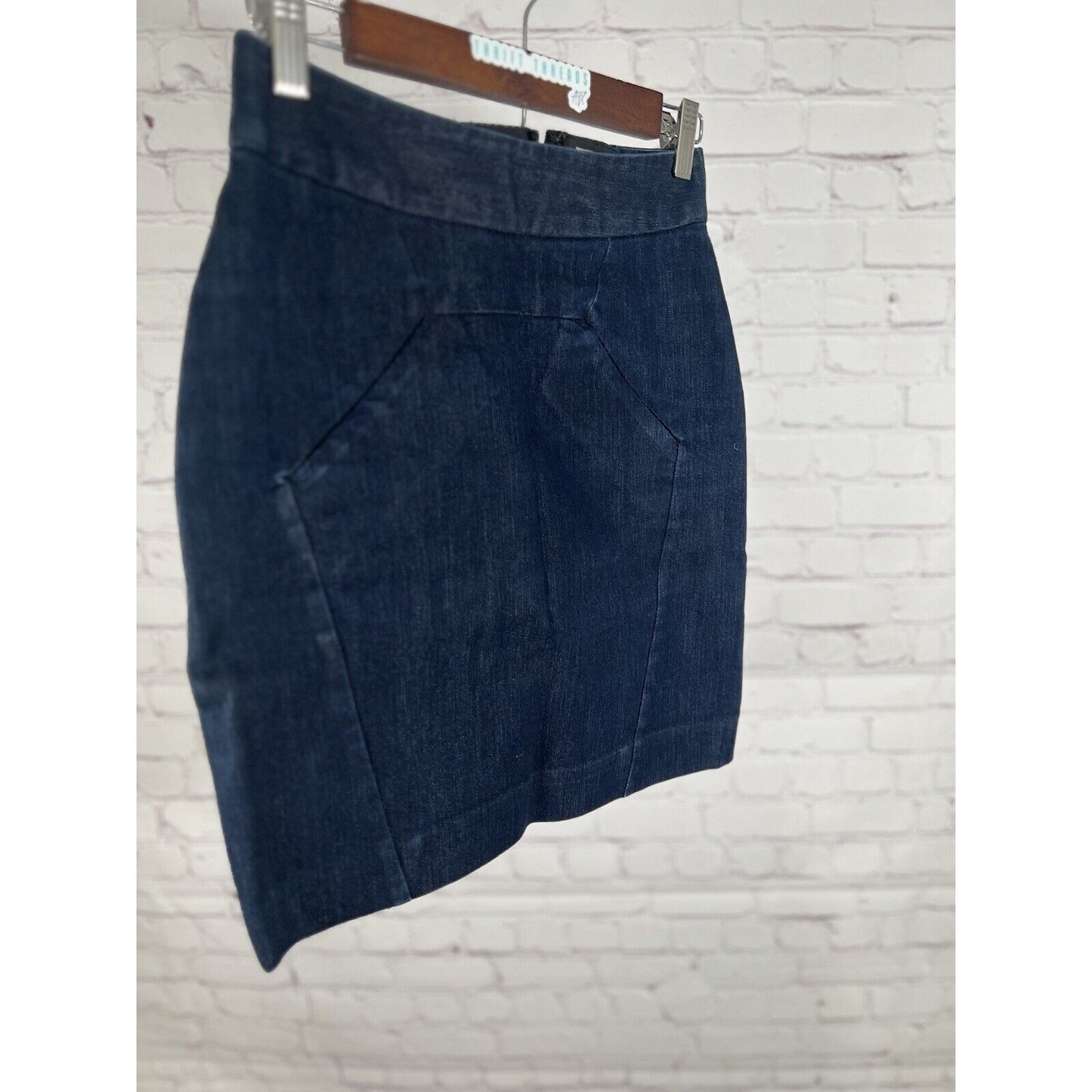 Anthropologie Leifsdottir Mini Blue Denim Pencil Skirt 100% Silk Lining Size 0