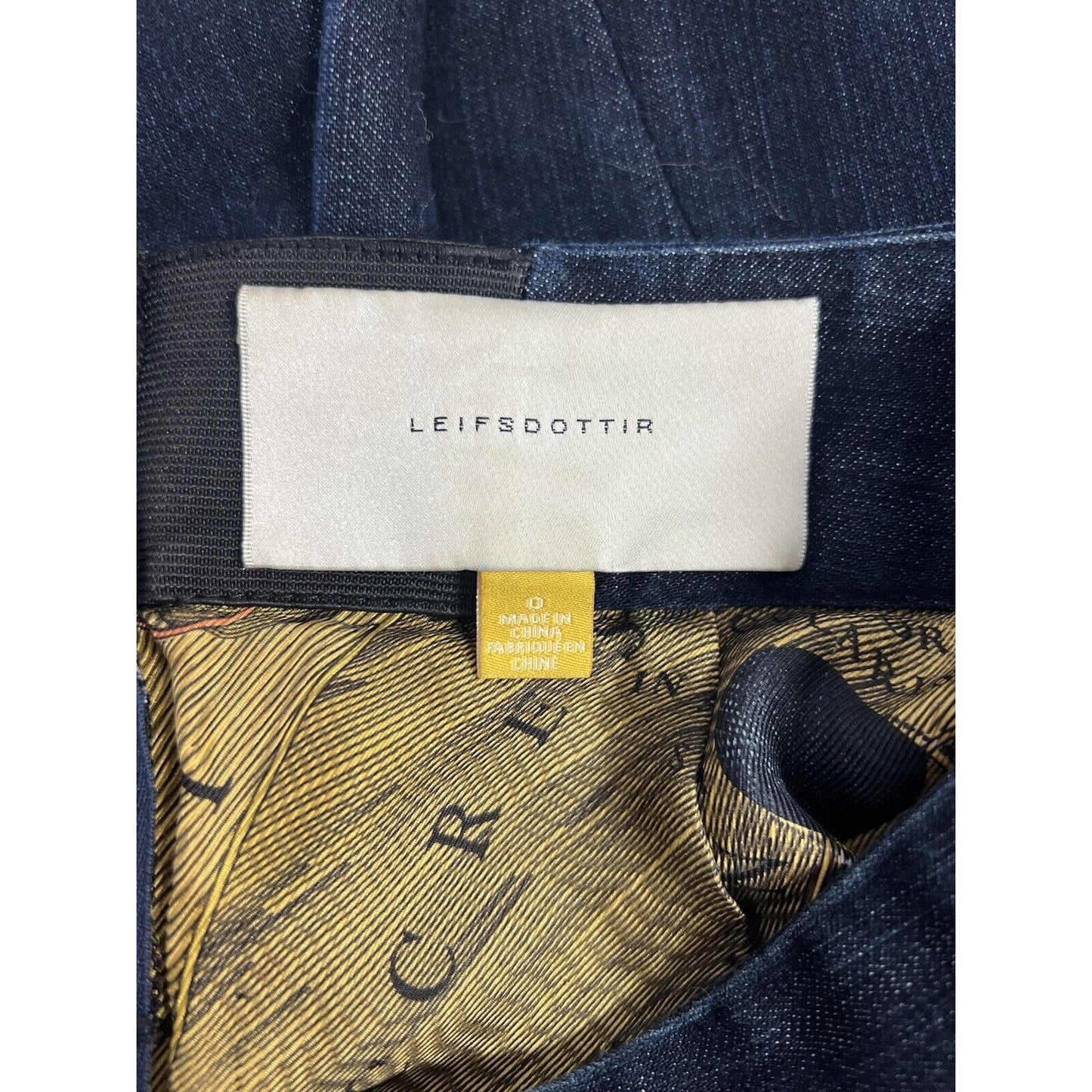 Anthropologie Leifsdottir Mini Blue Denim Pencil Skirt 100% Silk Lining Size 0