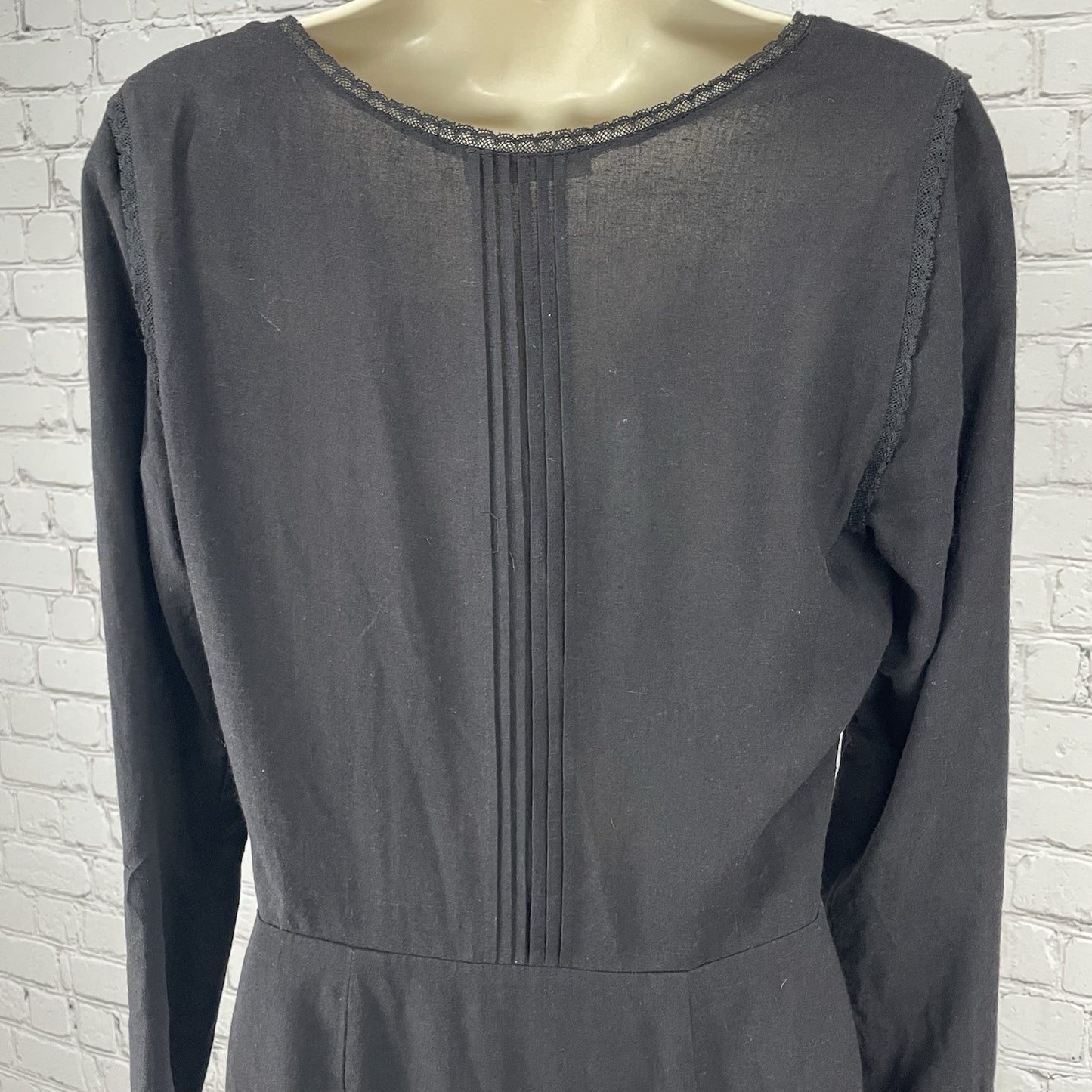 Stevie May Black Lightweight Long Sleeve Tie Front Pleated Zipped Dress Size S