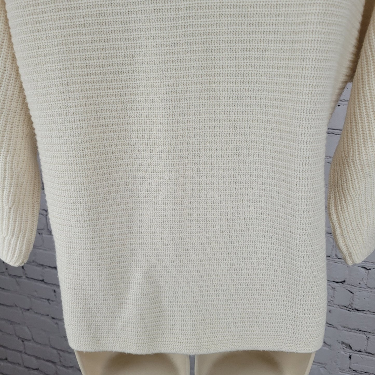Ann Taylor Ivory Wool Cashmere Blend Knit 3/4 Sleeve Sweater Size Medium M