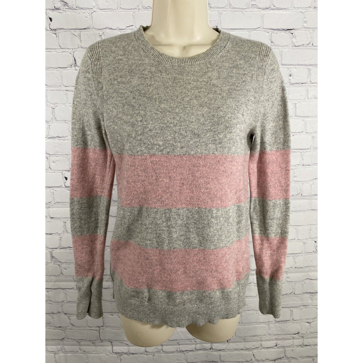 Banana Republic Filpucci Gray Pink Stripe Italian Yarn Wool Knit Sweater XS