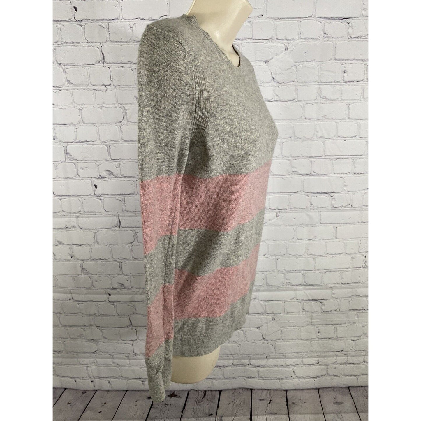 Banana Republic Filpucci Gray Pink Stripe Italian Yarn Wool Knit Sweater XS