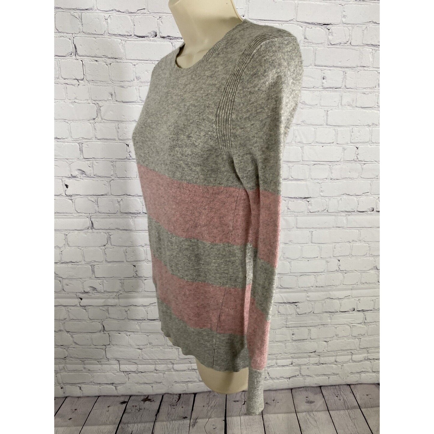 Banana Republic Filpucci Gray Pink Stripe Italian Yarn Wool Knit Sweater XS